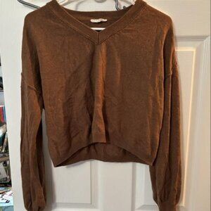 Cropped Wool Blend Sweater